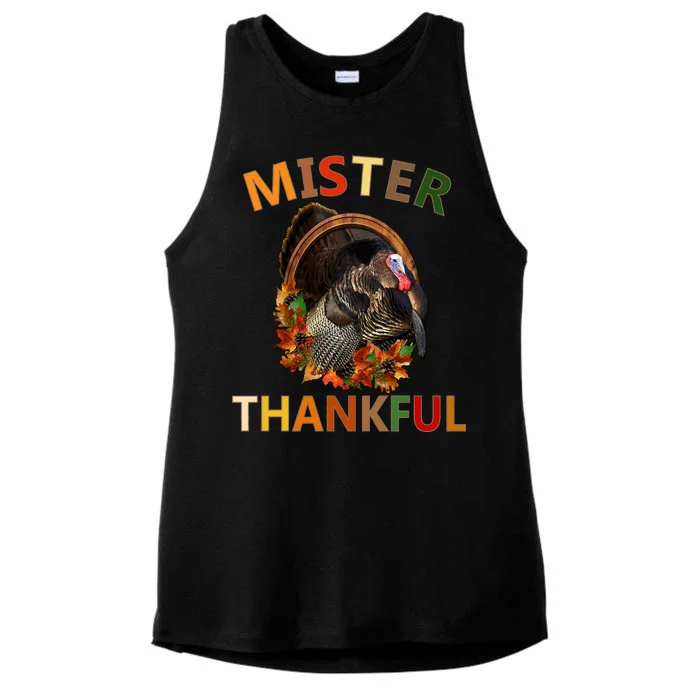 Mister Thankful Thanksgiving Turkey Ladies Tri-Blend Wicking Tank