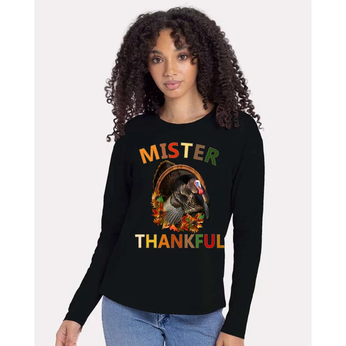 Mister Thankful Thanksgiving Turkey Womens Cotton Relaxed Long Sleeve T-Shirt