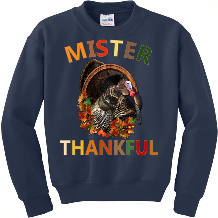 Mister Thankful Thanksgiving Turkey Kids Sweatshirt