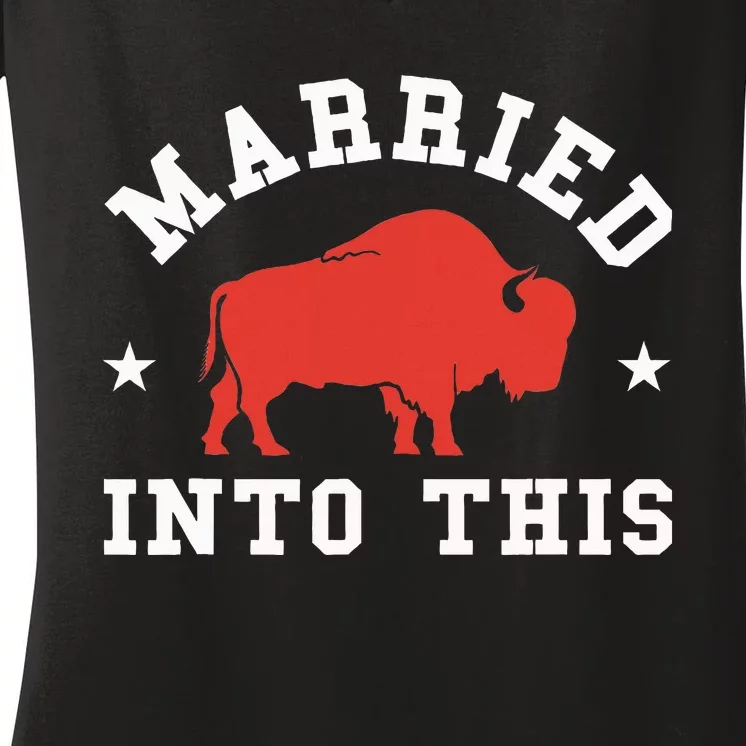 Married Into This Buffalo Lovers Women's V-Neck T-Shirt