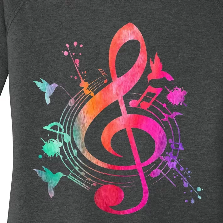 Musical Instrument Treble Clef Bird Music Women's Perfect Tri Tunic Long Sleeve Shirt