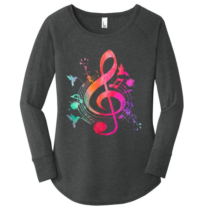 Musical Instrument Treble Clef Bird Music Women's Perfect Tri Tunic Long Sleeve Shirt