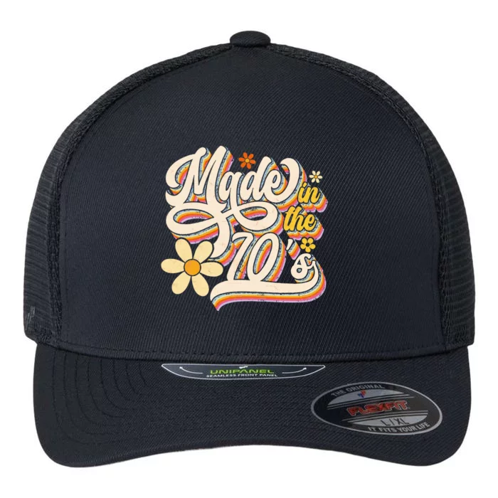 Made In The 70s Retro Created During 1970s Groovy Birthday Flexfit Unipanel Trucker Cap