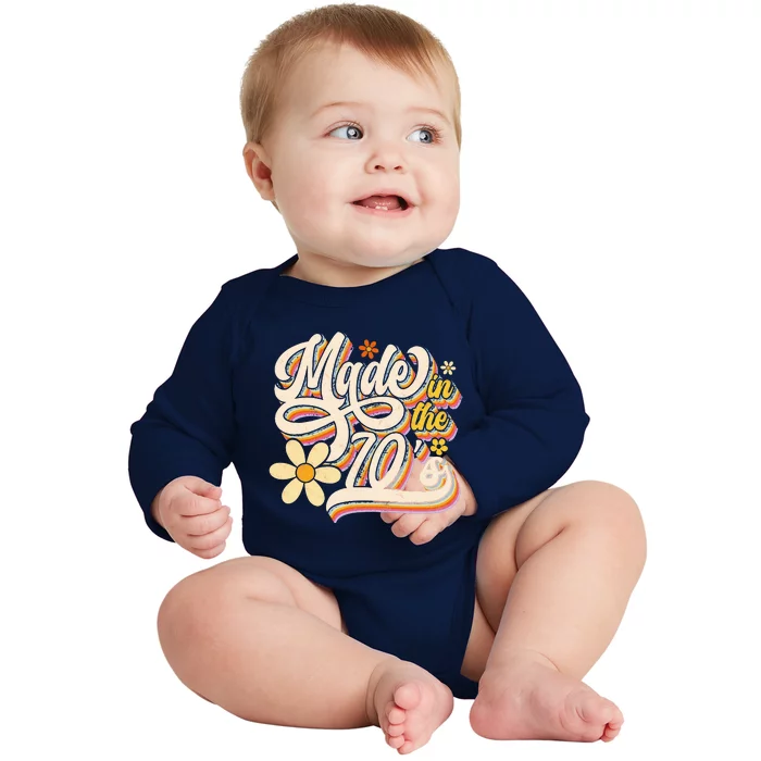 Made In The 70s Retro Created During 1970s Groovy Birthday Baby Long Sleeve Bodysuit