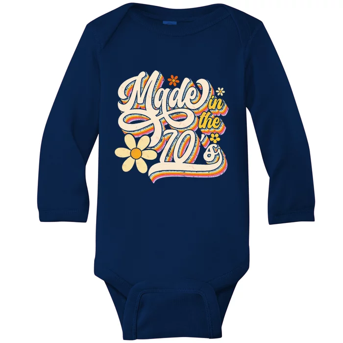 Made In The 70s Retro Created During 1970s Groovy Birthday Baby Long Sleeve Bodysuit