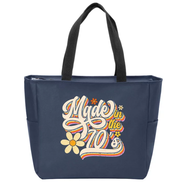 Made In The 70s Retro Created During 1970s Groovy Birthday Zip Tote Bag