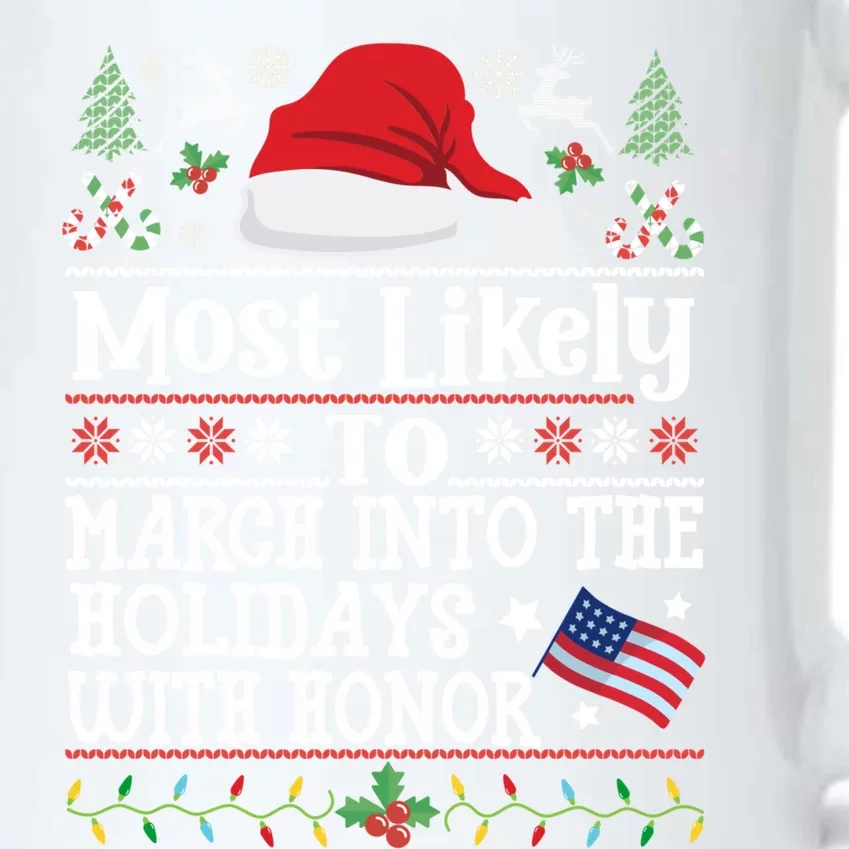 March Into The Holidays W/ Honor Patriotic Christmas Soldier Gift Black Color Changing Mug