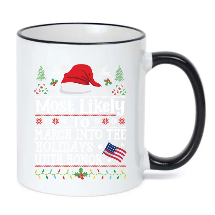 March Into The Holidays W/ Honor Patriotic Christmas Soldier Gift Black Color Changing Mug