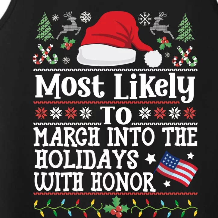 March Into The Holidays W/ Honor Patriotic Christmas Soldier Gift Performance Tank