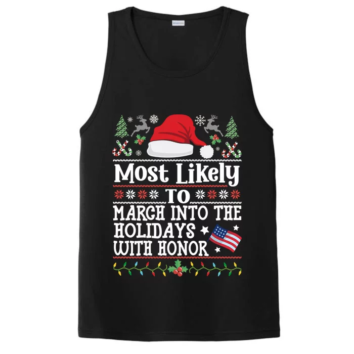 March Into The Holidays W/ Honor Patriotic Christmas Soldier Gift Performance Tank