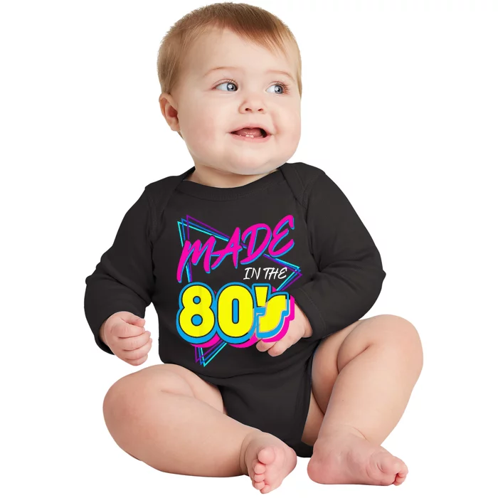 Made In The 80s 1980s Retro Ninen Eighties Vintage Music Baby Long Sleeve Bodysuit