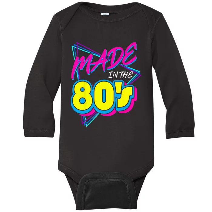 Made In The 80s 1980s Retro Ninen Eighties Vintage Music Baby Long Sleeve Bodysuit