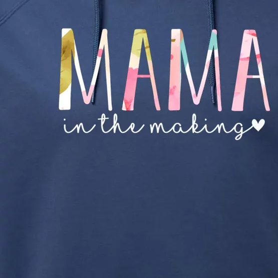 Mama In The Making Cute Floral Design Pregnancy Announcet Gift Performance Fleece Hoodie