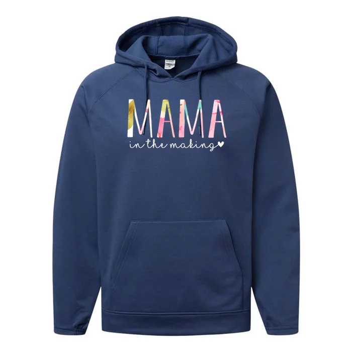 Mama In The Making Cute Floral Design Pregnancy Announcet Gift Performance Fleece Hoodie