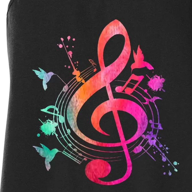 Musical Instrument Treble Clef Bird Music Women's Racerback Tank