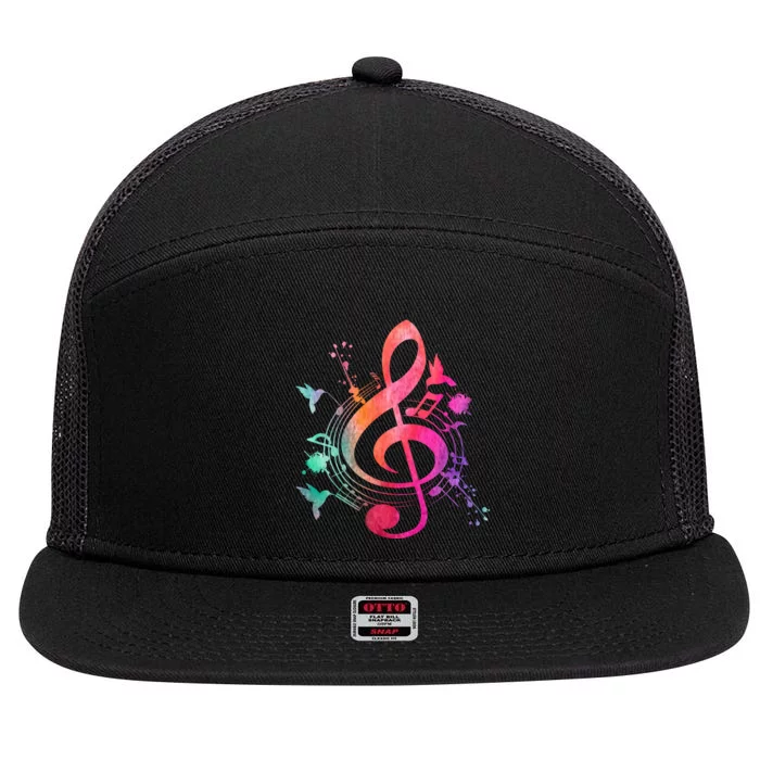 Musical Instrument Treble Clef Bird Music 7 Panel Mesh Trucker Snapback Hat