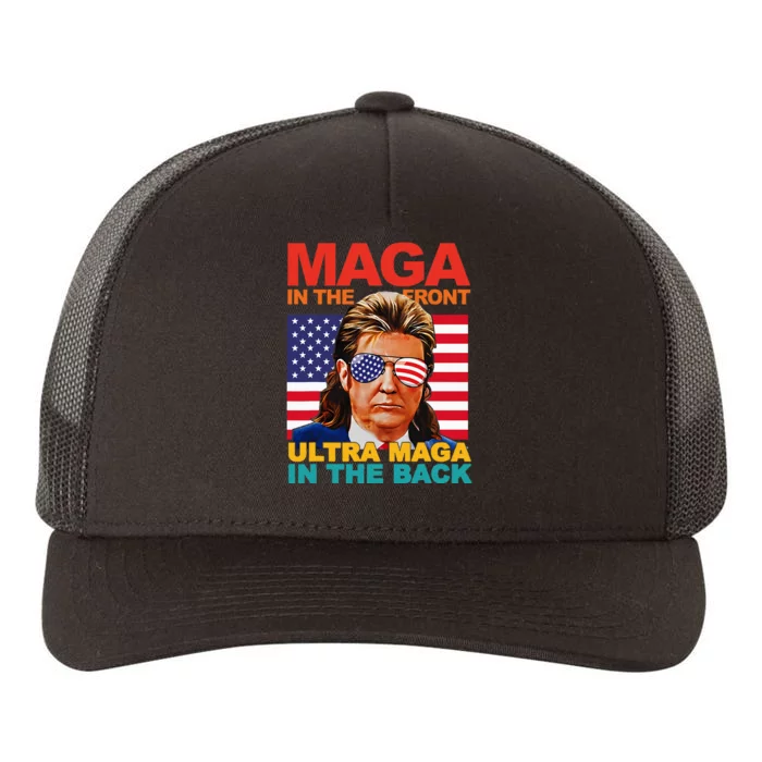 Maga In The Front Ultra Maga In The Back Trump Glasses Yupoong Adult 5-Panel Trucker Hat