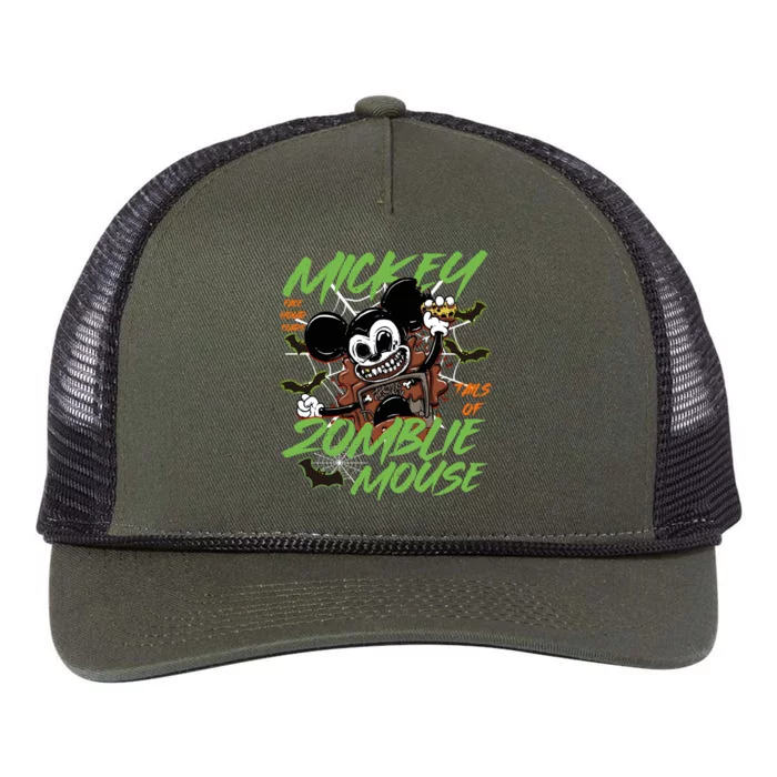 Mickey In Tales Of Zombie Mouse Mickey Halloween Vintage Retro Rope Trucker Hat Cap