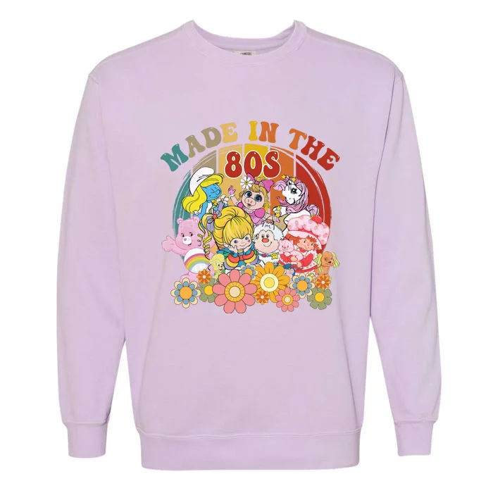 Made In The 80s Retro Vintage Cartoon Character Lover Bear And Strawberry Garment-Dyed Sweatshirt