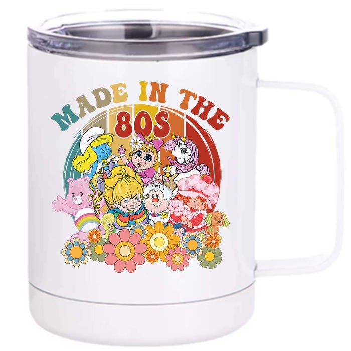 Made In The 80s Retro Vintage Cartoon Character Lover Bear And Strawberry Front & Back 12oz Stainless Steel Tumbler Cup