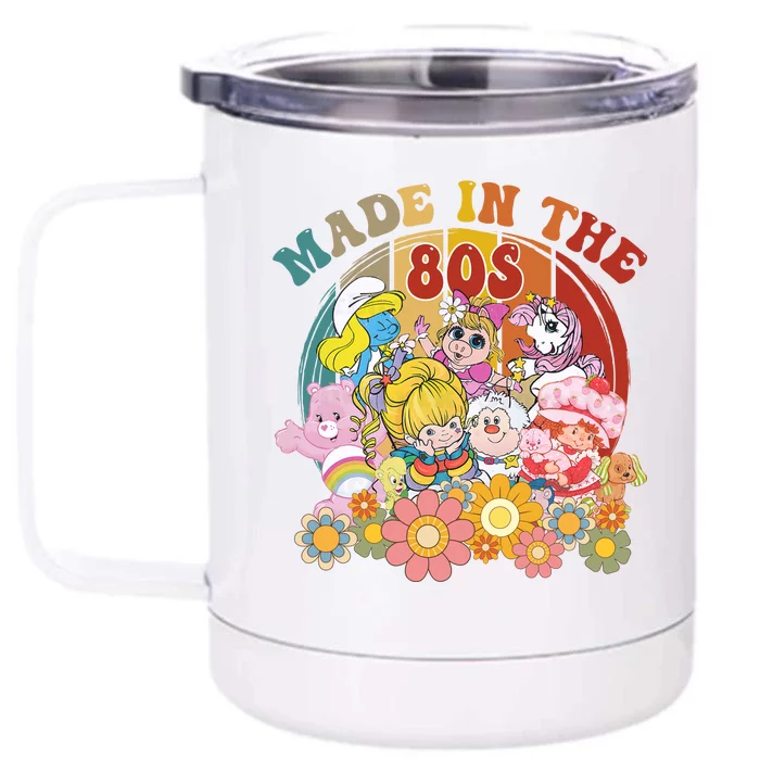 Made In The 80s Retro Vintage Cartoon Character Lover Bear And Strawberry Front & Back 12oz Stainless Steel Tumbler Cup