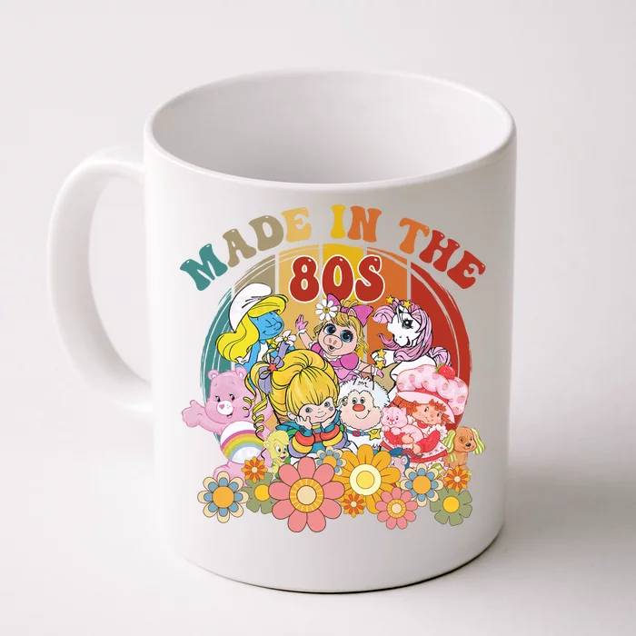 Made In The 80s Retro Vintage Cartoon Character Lover Bear And Strawberry Front & Back Coffee Mug