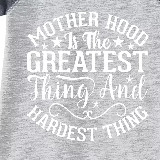 Motherhood Is The Greatest Thing And Hardest Thing Infant Baby Jersey Bodysuit