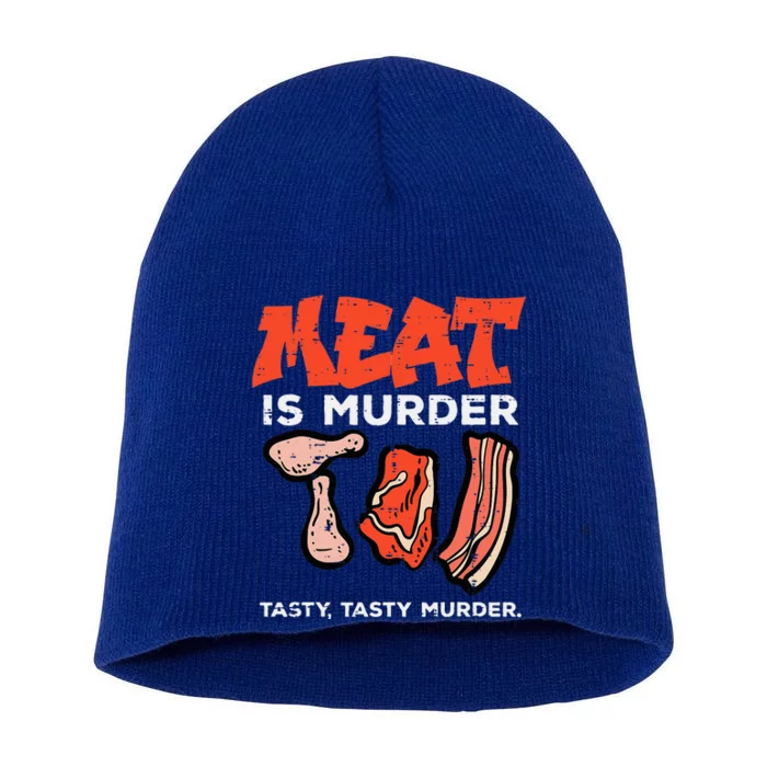 Meat Is Tasty Bbq Funny Barbecue Grilling Short Acrylic Beanie