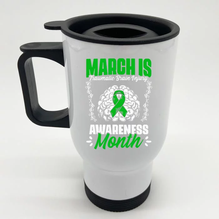 March Is Traumatic Brain Injury Month Surgery TBI Survivor Front & Back Stainless Steel Travel Mug