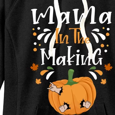 Mama In The Making Funny Thanksgiving Pregnancy Pumpkin Gift Women's Fleece Hoodie