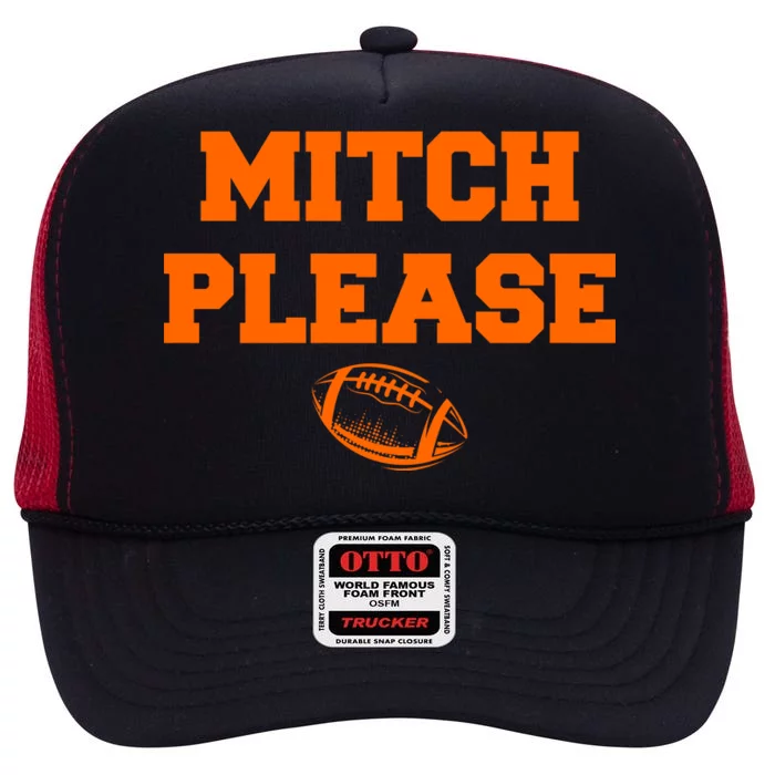 Mitch Please Football Logo High Crown Mesh Trucker Hat