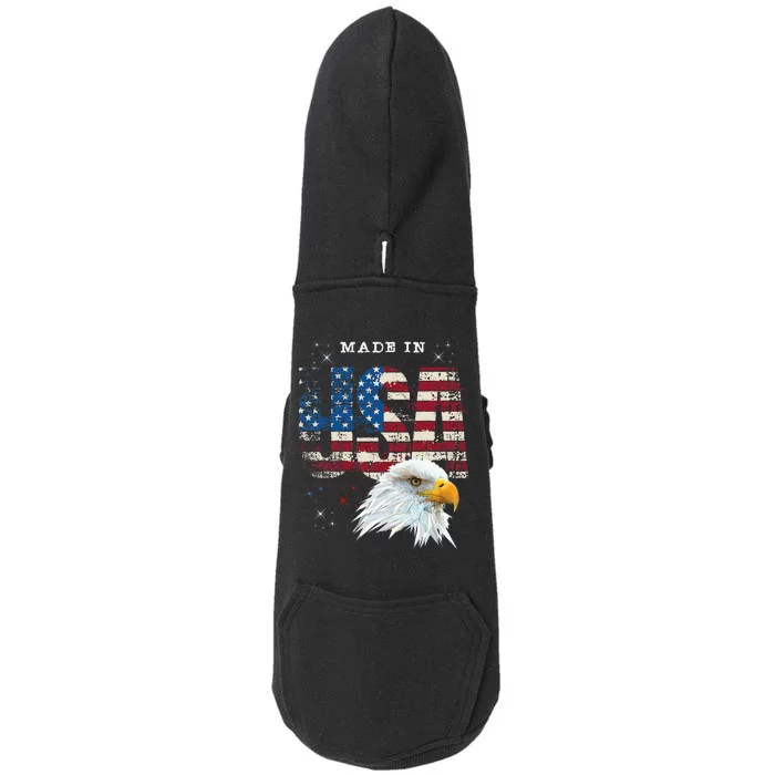 Made In Usa Patriotic American Flag Bald Eagle America Doggie 3-End Fleece Hoodie