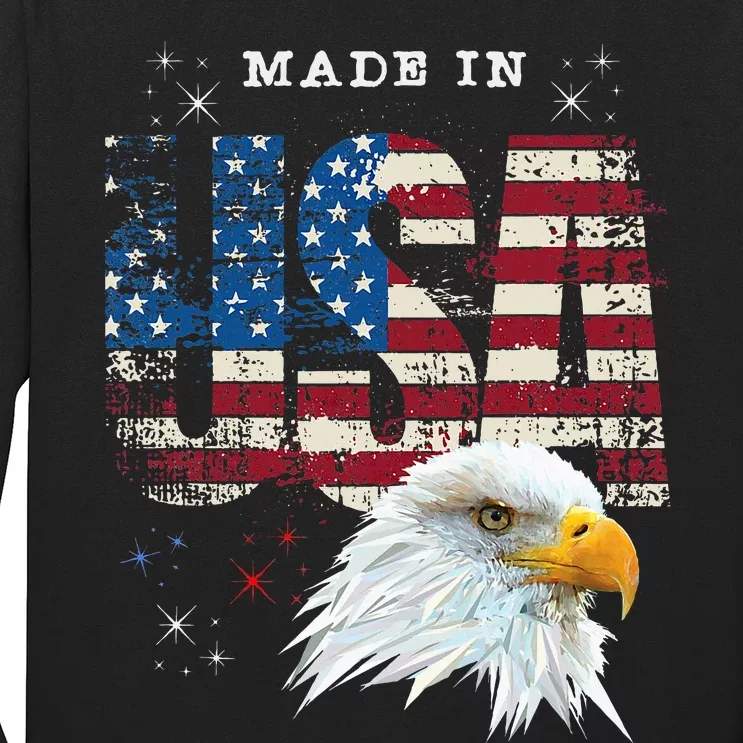 Made In Usa Patriotic American Flag Bald Eagle America Long Sleeve Shirt