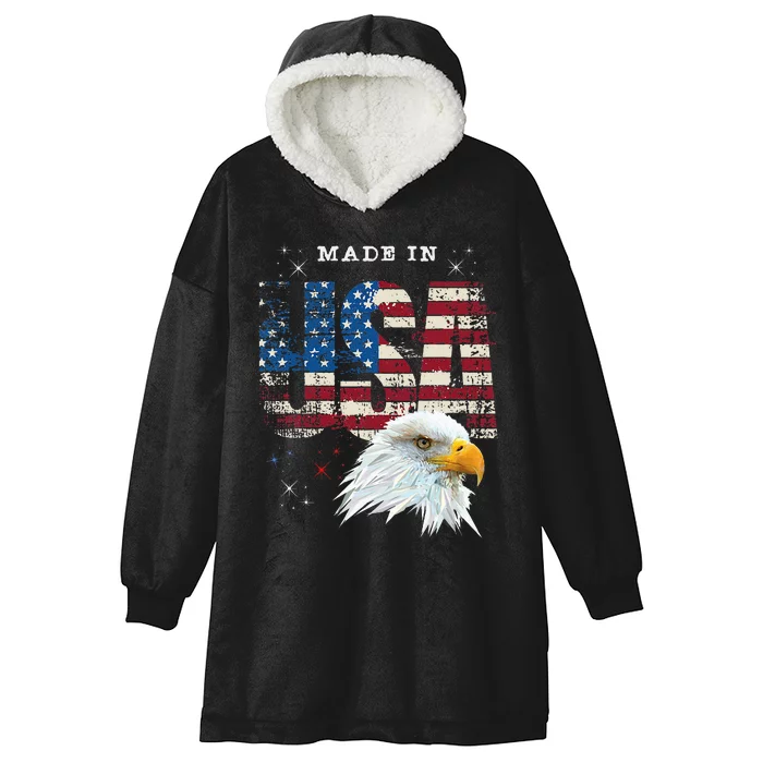 Made In Usa Patriotic American Flag Bald Eagle America Hooded Wearable Blanket