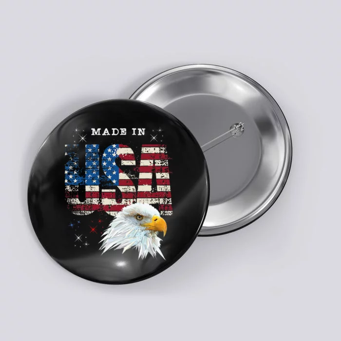 Made In Usa Patriotic American Flag Bald Eagle America Button