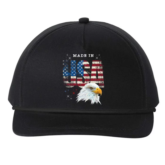 Made In Usa Patriotic American Flag Bald Eagle America Snapback Five-Panel Rope Hat