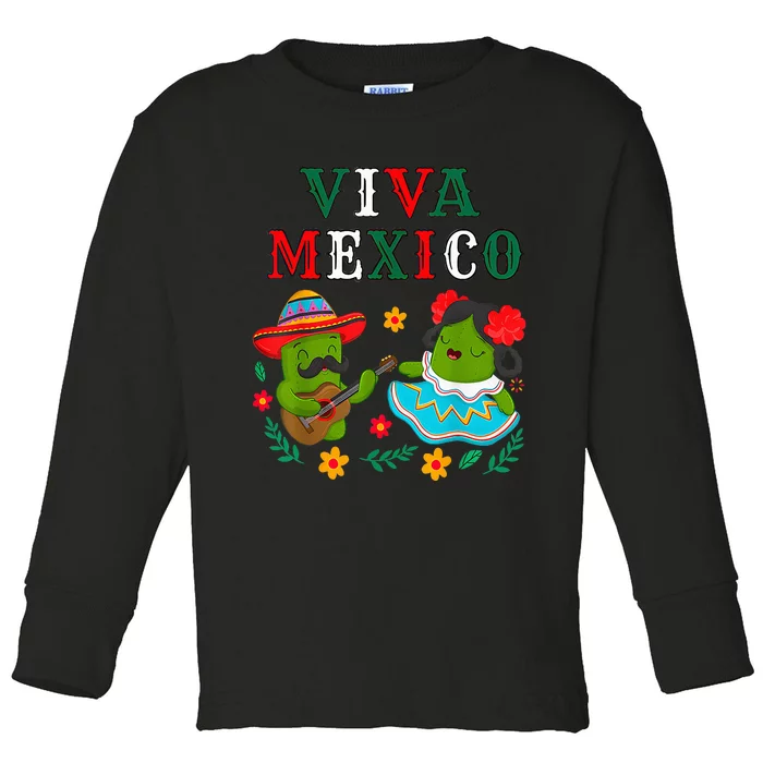 Mexican Independence Viva Mexico Maracas Guitar Toddler Long Sleeve Shirt