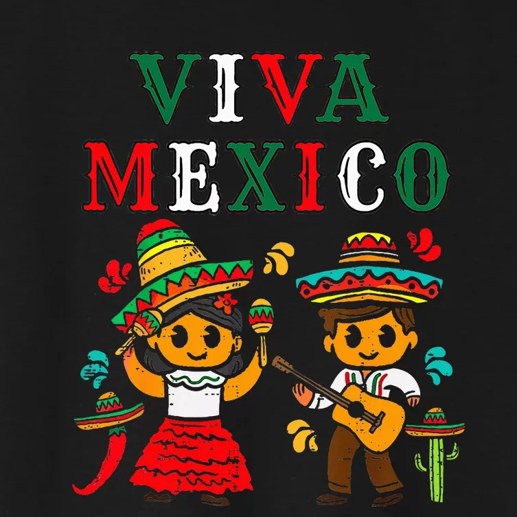 Mexican Independence Viva Mexico Maracas Guitar Women's Crop Top Tee