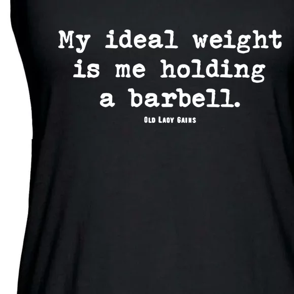 My Ideal Weight Is Me Holding A Barbell Ladies Essential Flowy Tank