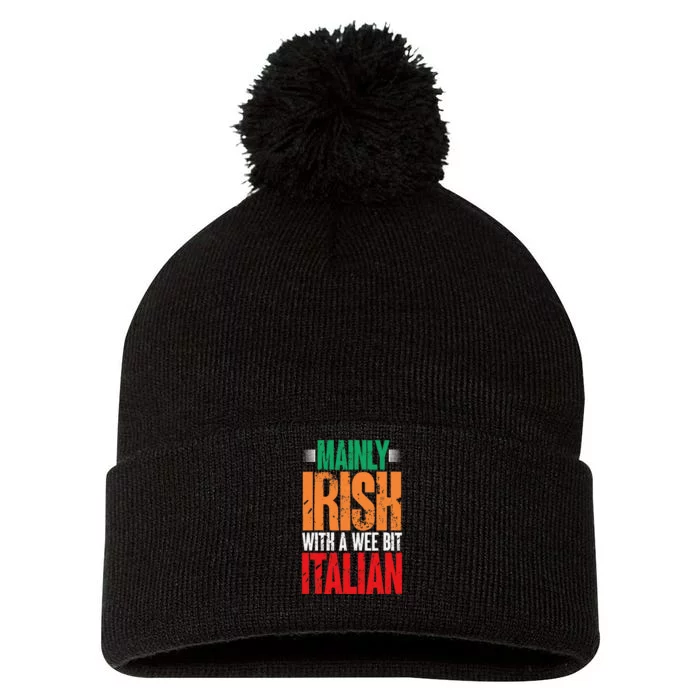 Mainly Irish With A Wee Bit Italian Funny Irish Italian Pom Pom 12in Knit Beanie