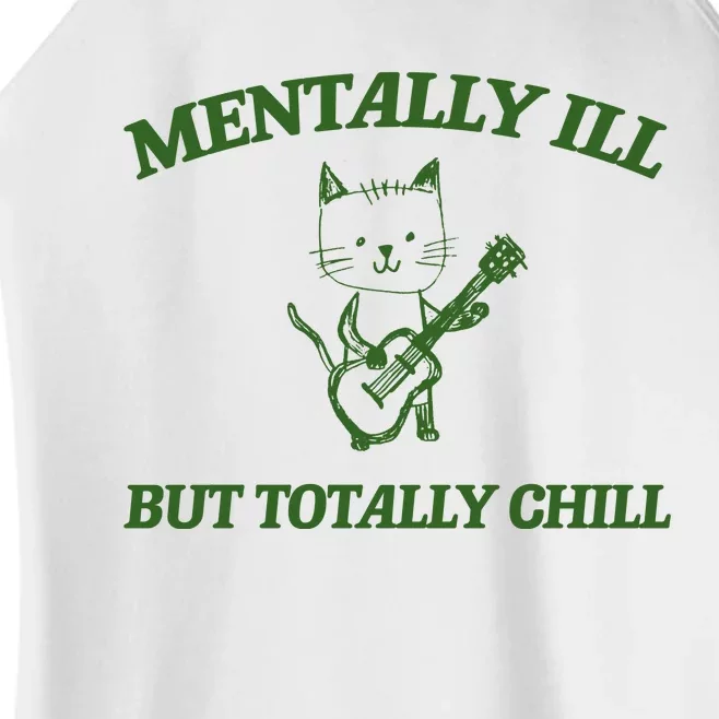 Mentally Ill Yet Totally Chill Funny Self Care Cute Little Guitar Playing Kitty Women’s Perfect Tri Rocker Tank