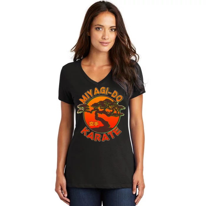 Miyagi-Do Karate Bonsai Tree Logo Women's V-Neck T-Shirt