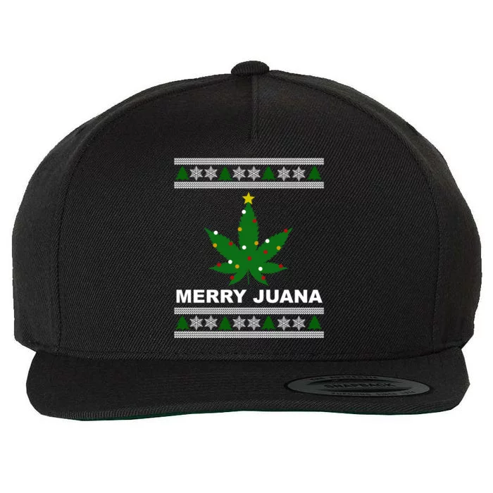 Merry Juana 420 Cannabis Weed Marijuana Ugly Christmas Cool Gift Wool Snapback Cap