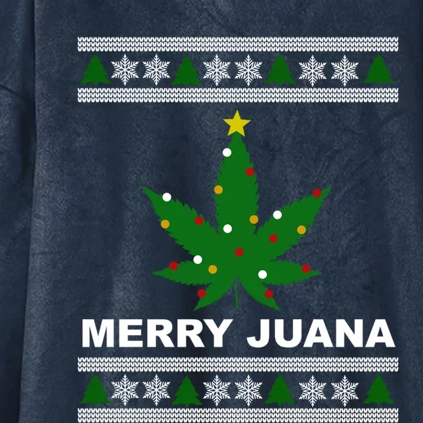 Merry Juana 420 Cannabis Weed Marijuana Ugly Christmas Cool Gift Hooded Wearable Blanket