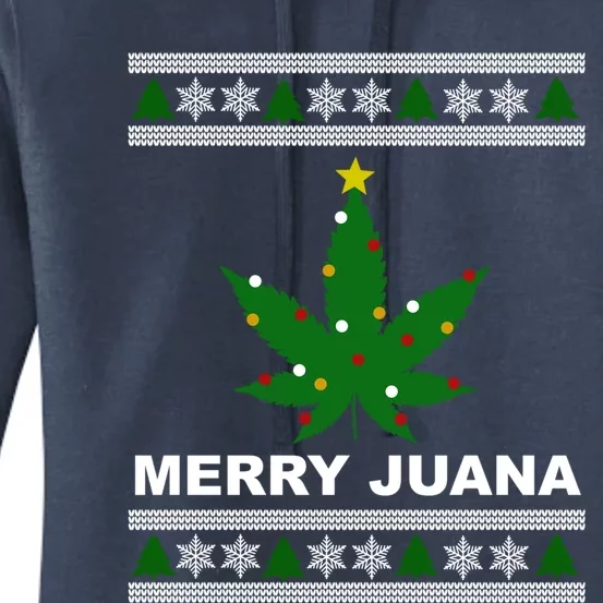 Merry Juana 420 Cannabis Weed Marijuana Ugly Christmas Cool Gift Women's Pullover Hoodie