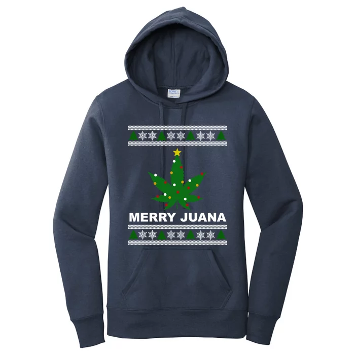 Merry Juana 420 Cannabis Weed Marijuana Ugly Christmas Cool Gift Women's Pullover Hoodie