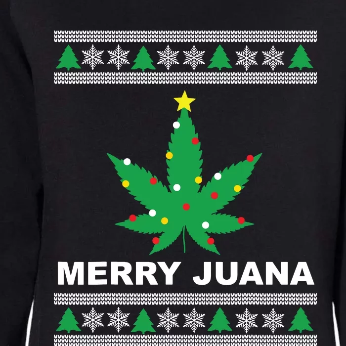 Merry Juana 420 Cannabis Weed Marijuana Ugly Christmas Womens California Wash Sweatshirt