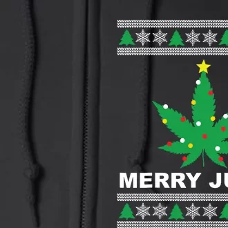 Merry Juana 420 Cannabis Weed Marijuana Ugly Christmas Full Zip Hoodie