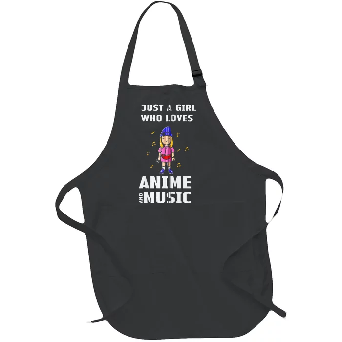 Music Just A Girl Who Loves Anime And Music Full-Length Apron With Pocket