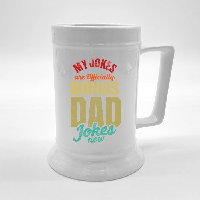 My Jokes Are Ly Bonus Dad Jokes Now Gift Stepfather Meaningful Gift Front & Back Beer Stein